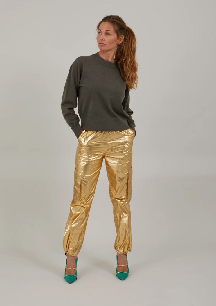 Metallic Faux Leather Straight Leg Pants | Karen Millen