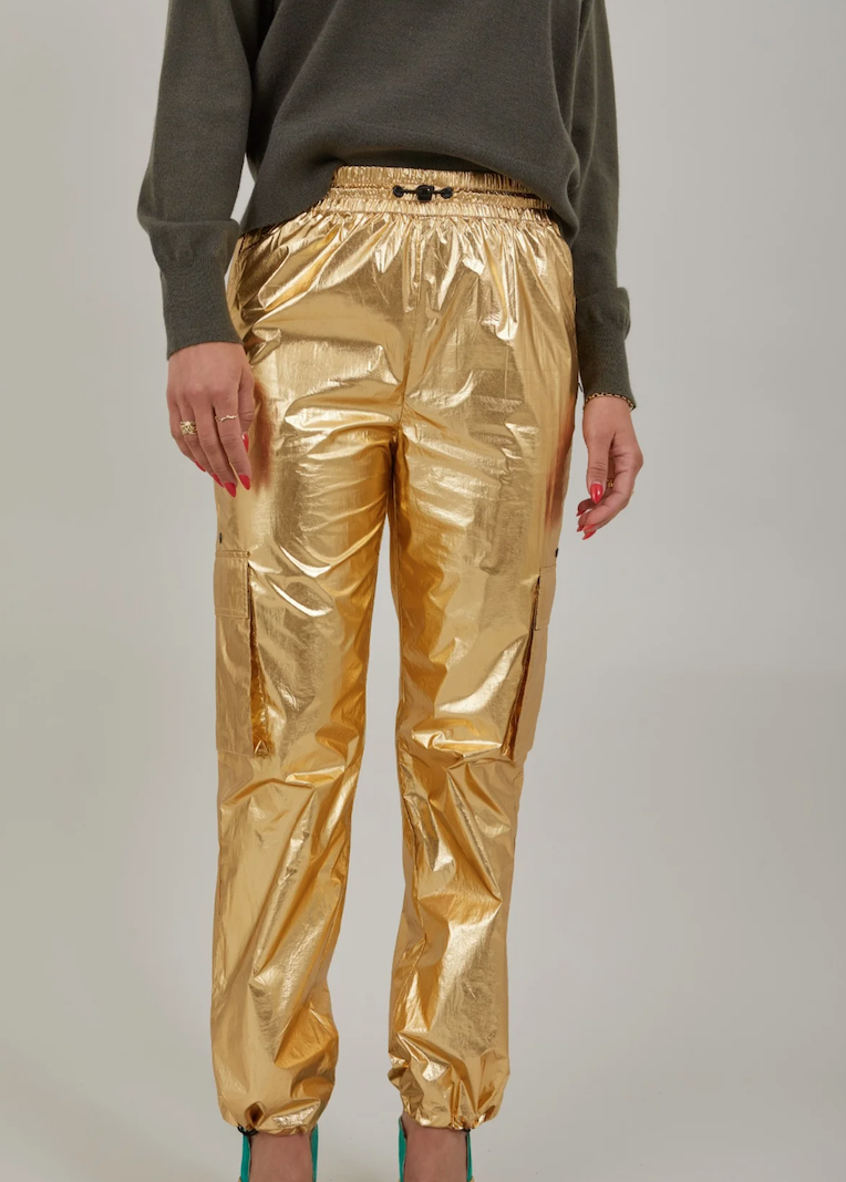 Lady Faux Leather Shiny Metallic Joggers Pants Hip Hop Trousers Clubwear  Costume | eBay